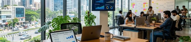 Coworking and shared office spaces in Bangalore with collaborative seating